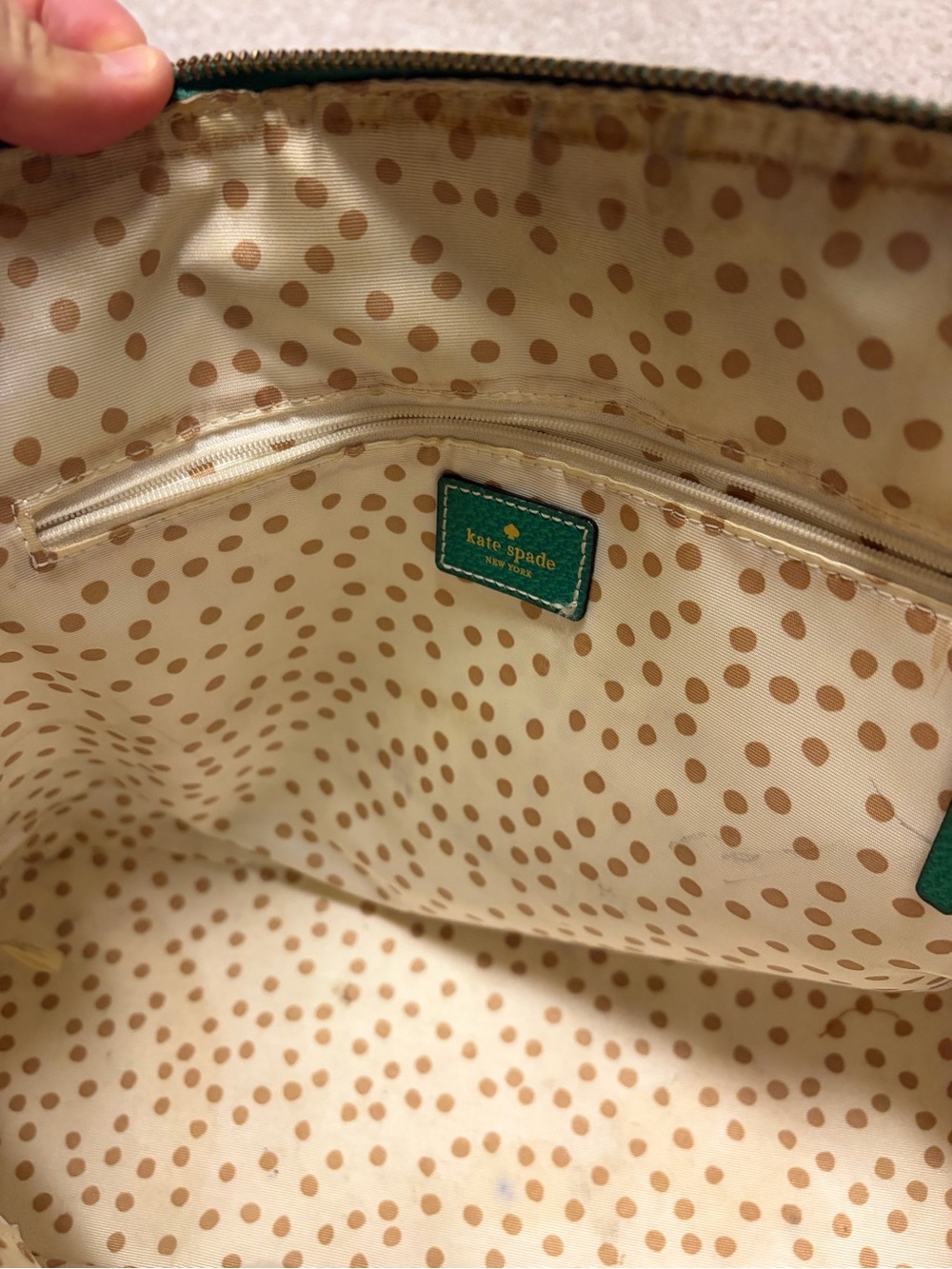 kate spade green leather dome satchel with gold hardware - Picture 6 of 7